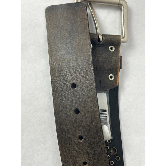 Vintage Calvin Klein Belt Leather Large Black Distressed Studded - Picture 6 of 6